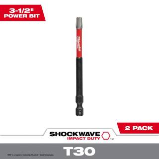 MW SHOCKWAVE Impact Duty 3-12 in. T30 Torx Alloy Steel Screw Driver Bit (2-Pack) 48-32-4680