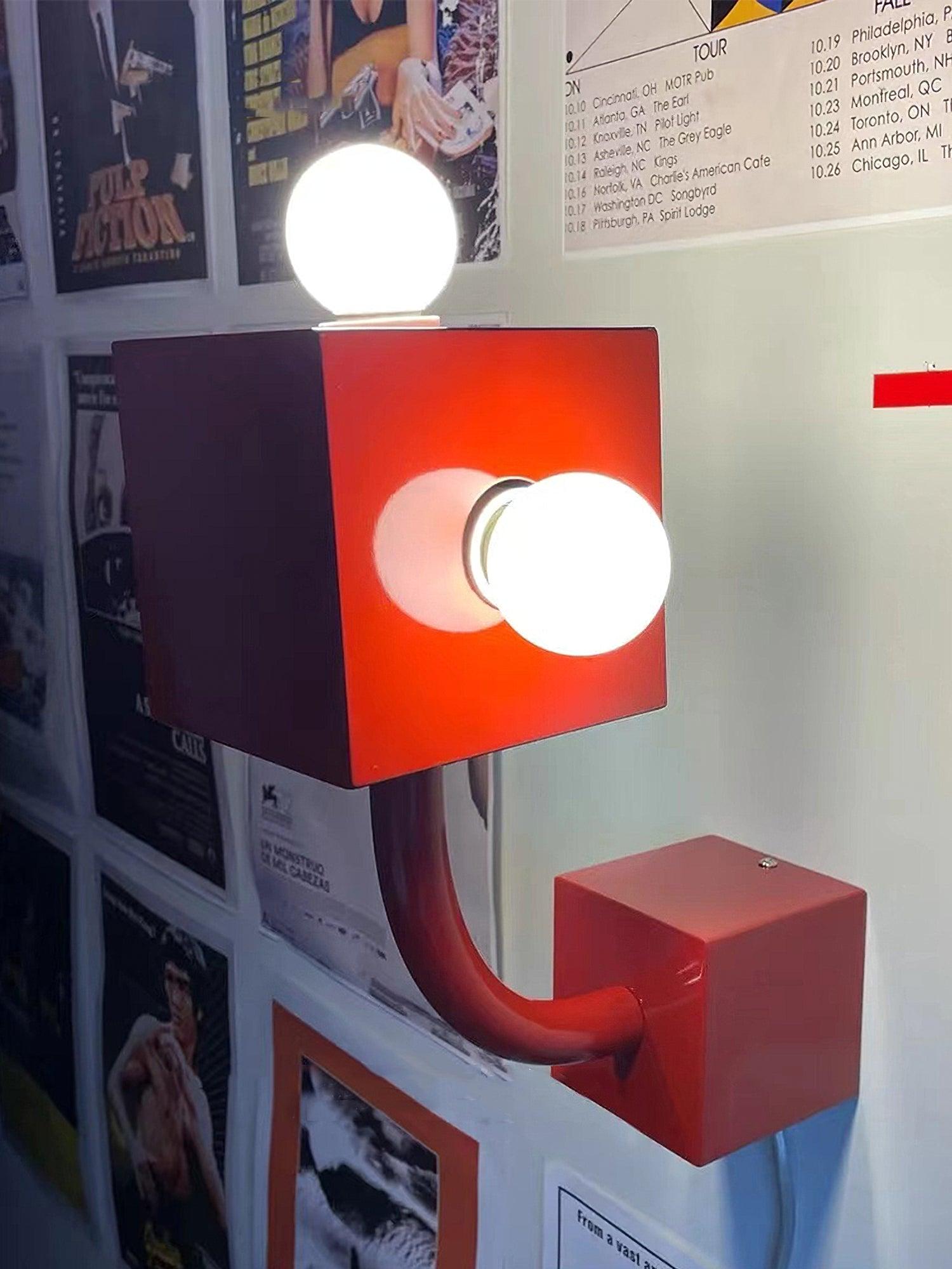 Red Cube Wall Lamp