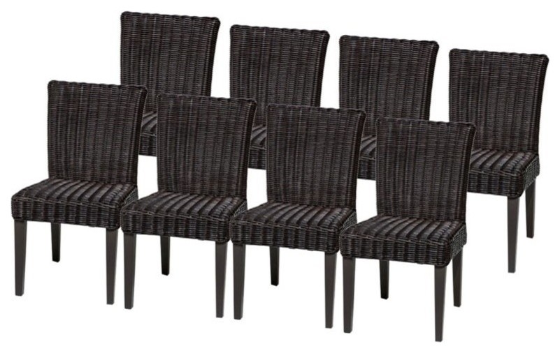 TKC Venice Wicker Aluminum Frame Patio Dining Chairs in Espresso (Set of 8)   Tropical   Outdoor Dining Chairs   by Homesquare  Houzz