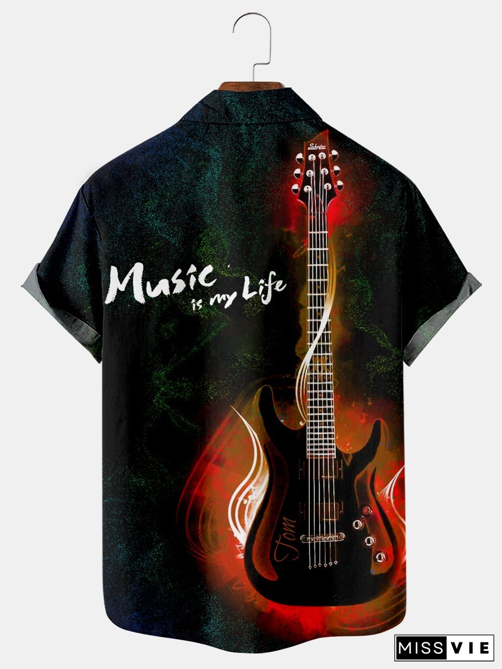 Guitar Casual Loose Men's Plus Size Short-Sleeved Shirt