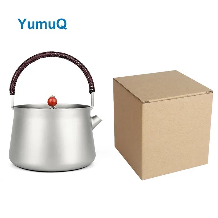 YumuQ 14.7cm x17.5cm 0.8L Mini Collapsible Outdoor Small Camping Titanium Water Kettle Travel Teapot For Hiking