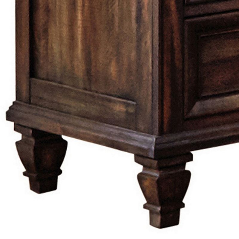 Oxy 30 Inch European Classic Nightstand， 3 Drawers， USB Ports， Wood， Brown