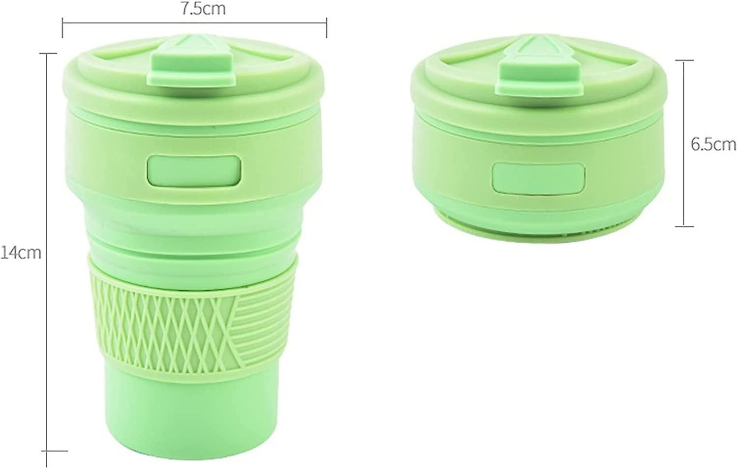 Travel Coffee Mug Silicone Folding Coffee Cups Portable Outdoors Travel Drinking Mug Collapsible Water Tea Cup (color : Green)