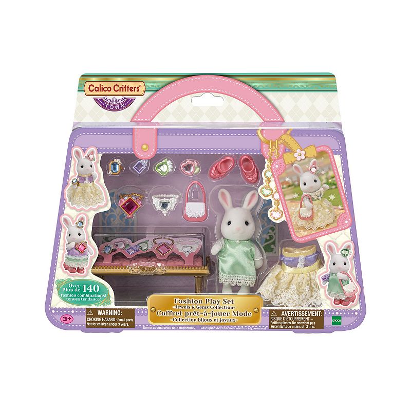 Calico Critters Fashion Playset Jewels and Gems Collection with Snow Rabbit Figure and Fashion Accessories