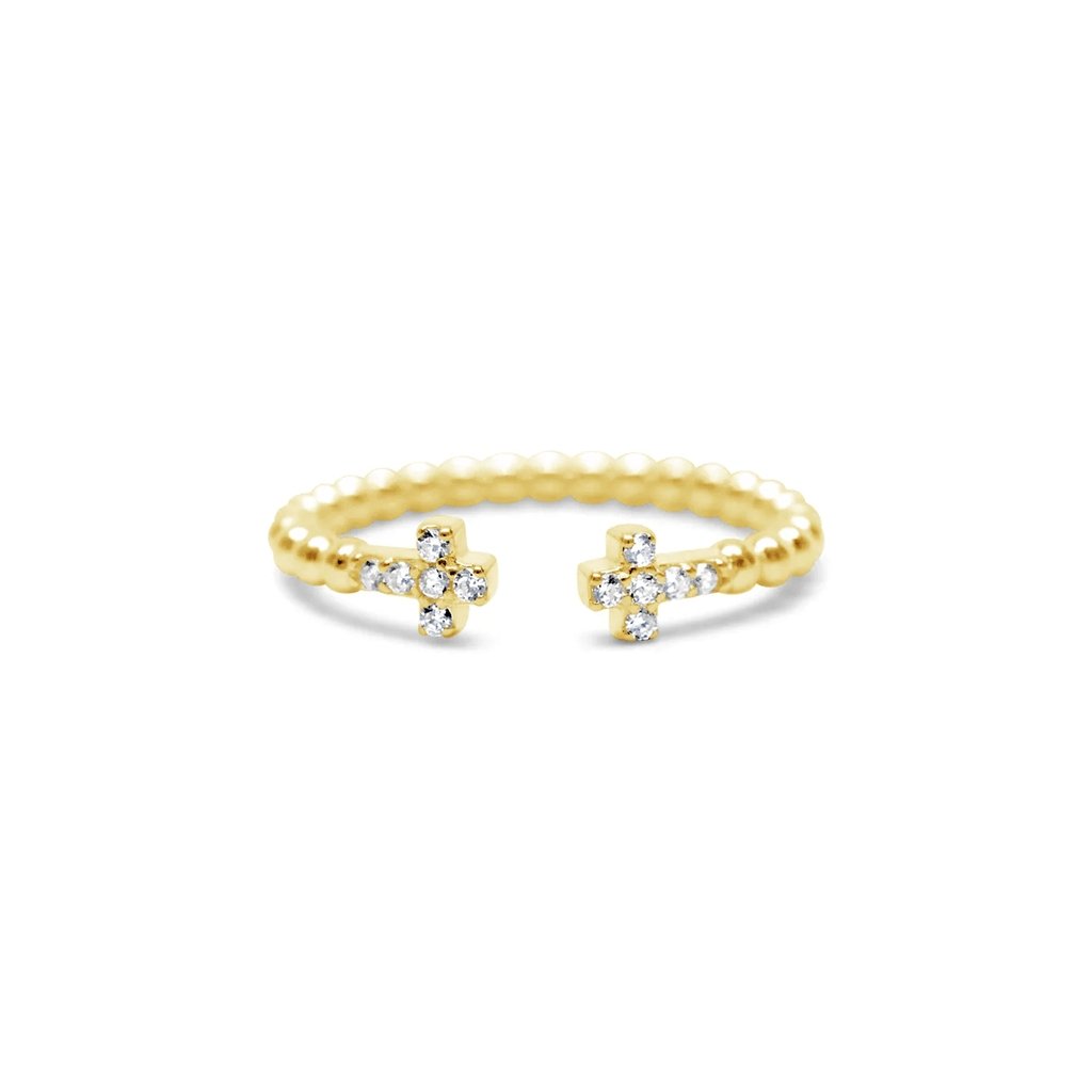 Stia  Pavé Cross Droplet Wire Ring in Gold Plating