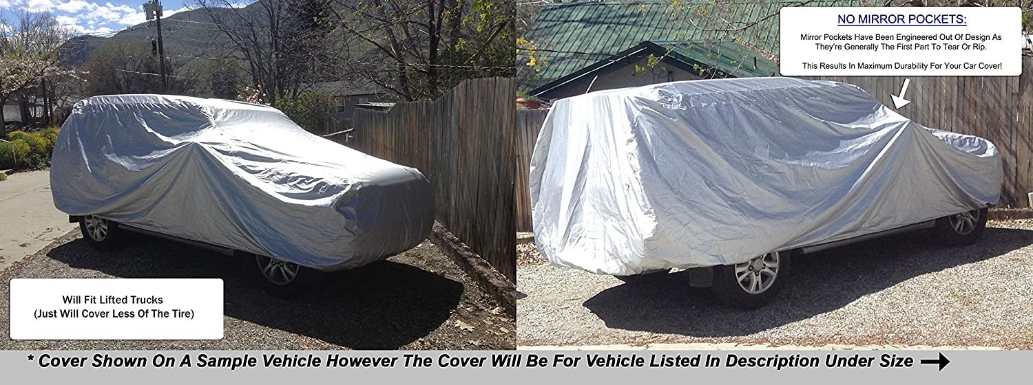 Weatherproof SUV Cover Compatible With 2008 Jeep Commander - Outdoor and Indoor - Protect From Rain Water， Snow， Sun - Durable - Fleece Lining - Includes Anti-Theft Cable Lock， Storage Bag and Wind Straps