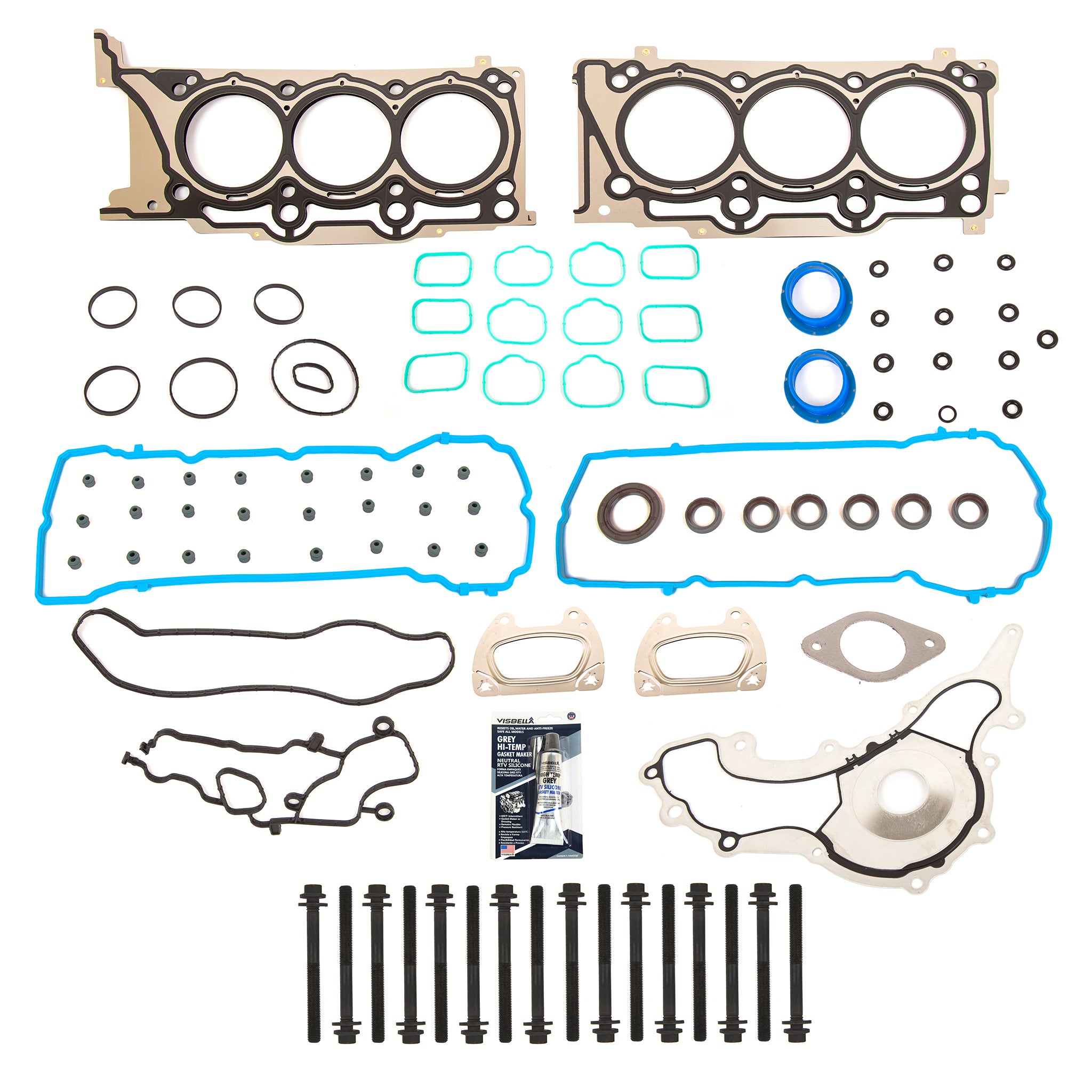 Evergreen HSHB8-30436 Head Gasket Set Head Bolts Fit 11-16 Ram Chrysler Dodge Avenger Jeep 3.6L DOHC VIN G