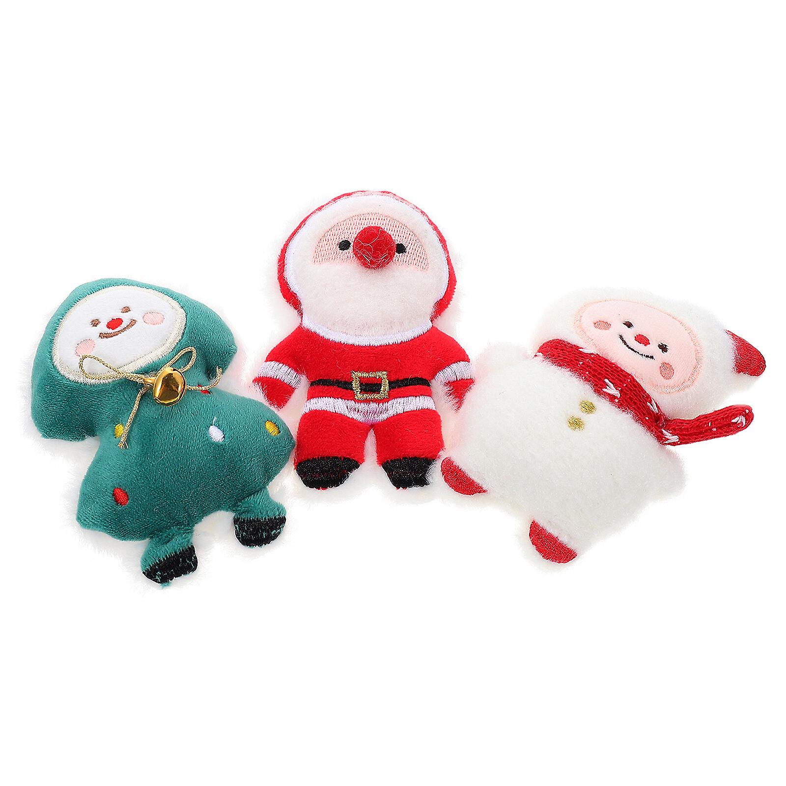 3pcs Christmas Themed Cat Toys Bite-resistant Kitten Toys Cartoon Xmas Design Cat Interactive Toys