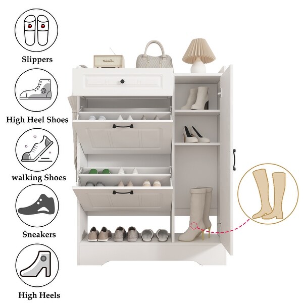 Shoe Cabinet with Door Drawers for 18 Pairs by Kerrogee - - 35523710