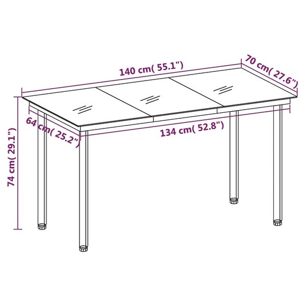 vidaXL Outdoor Dining Table Patio Table with Glass Top Garden Furniture Steel