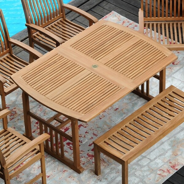 Cambridge Casual Leon Teak Patio Extendable Dining Table