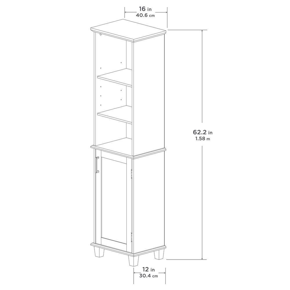 Glacier Bay Shaker Style 16 in. W x 12 in. D x 62.25 in. H Linen Cabinet in White 5348WWHD