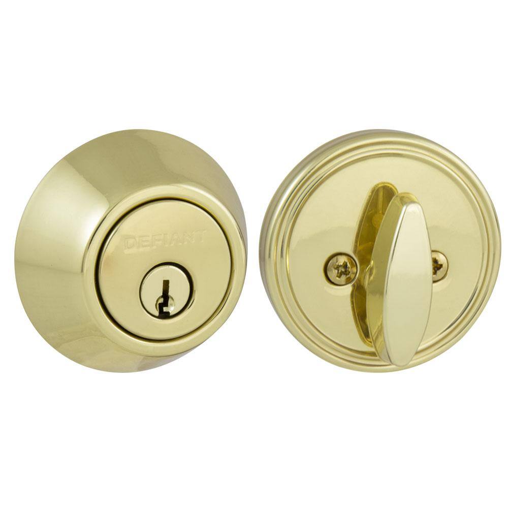 Defiant Single Cylinder Polished Brass Deadbolt DL71