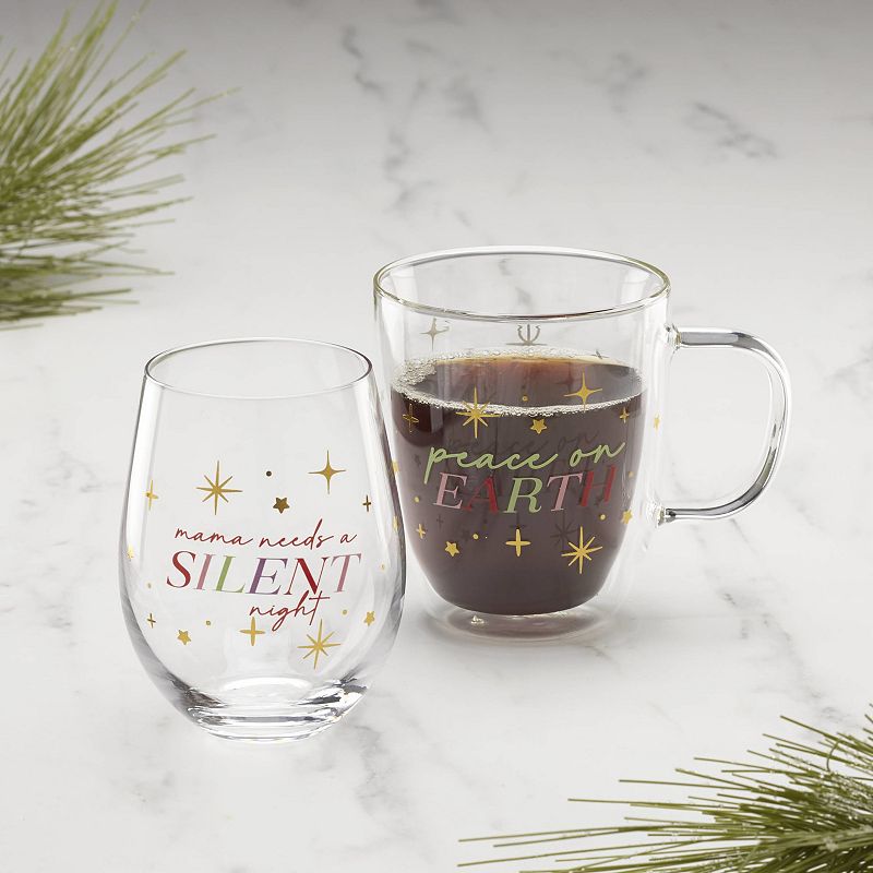 Cambridge Silent Night 2-Piece Mug and Wine Glass Set