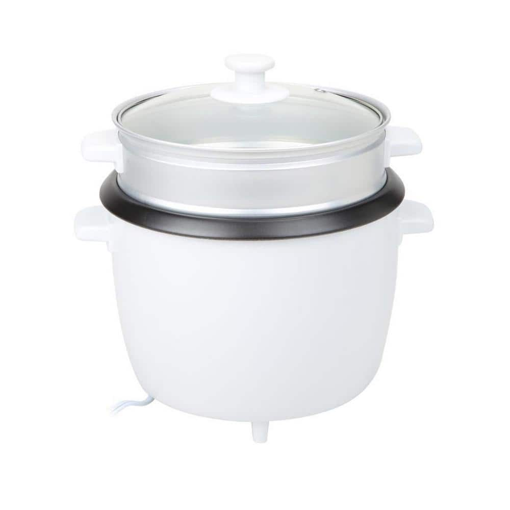 Tayama 16-Cup Rice Cooker with Steam Tray and Glass Lid in White RC-8R