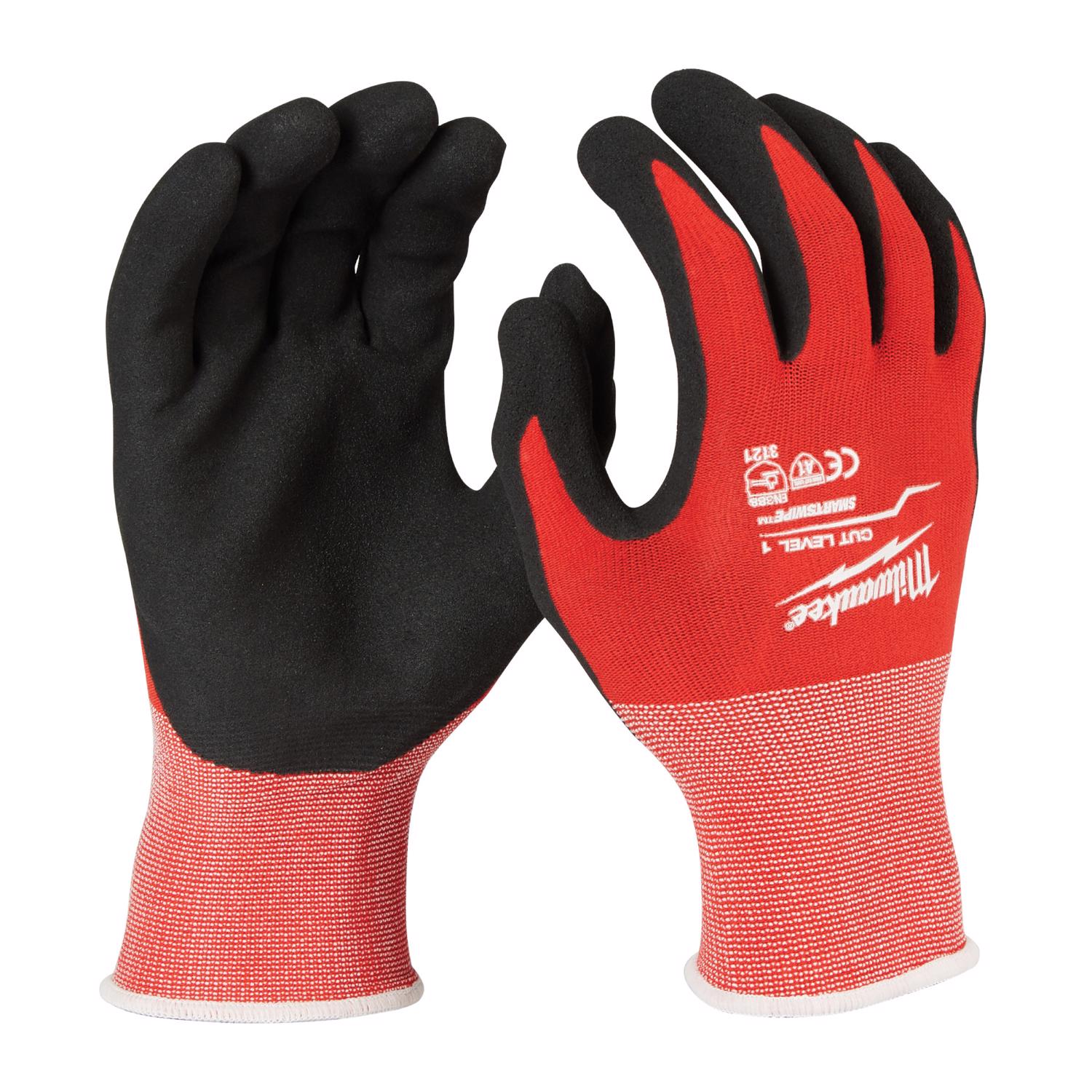 MW Unisex Indoor/Outdoor Work Dipped Gloves Black/Red M 1 pk