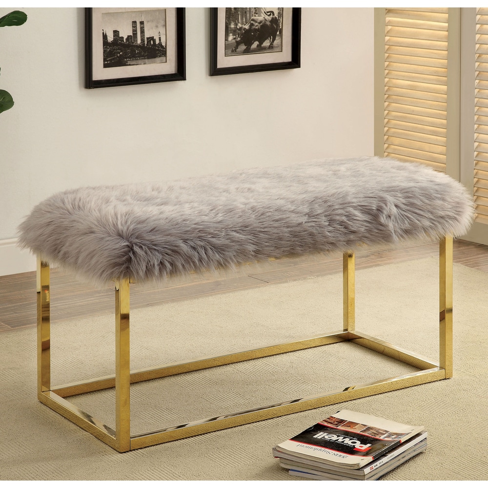 Tula Contemporary 40 inch Metal Entryway Bench by Furniture of America