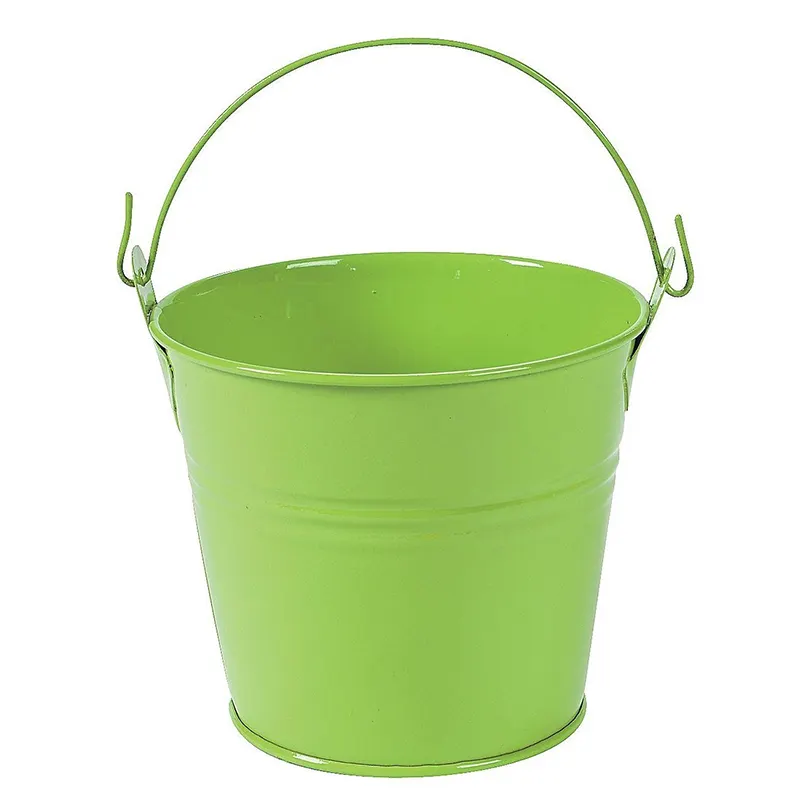 Wholesale mini round powder spraying metal bucket with handle for trick or treating/Easter gifts/Christmas gifts