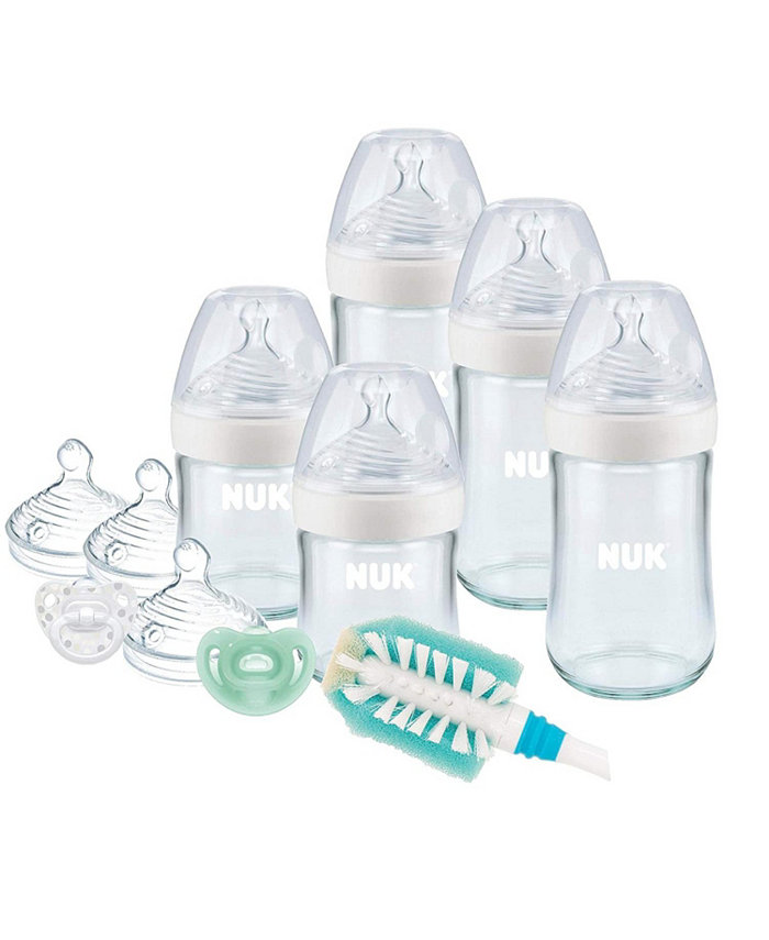 11 Piece Simply Natural Glass Baby Bottles and Pacifier Newborn Gift Set