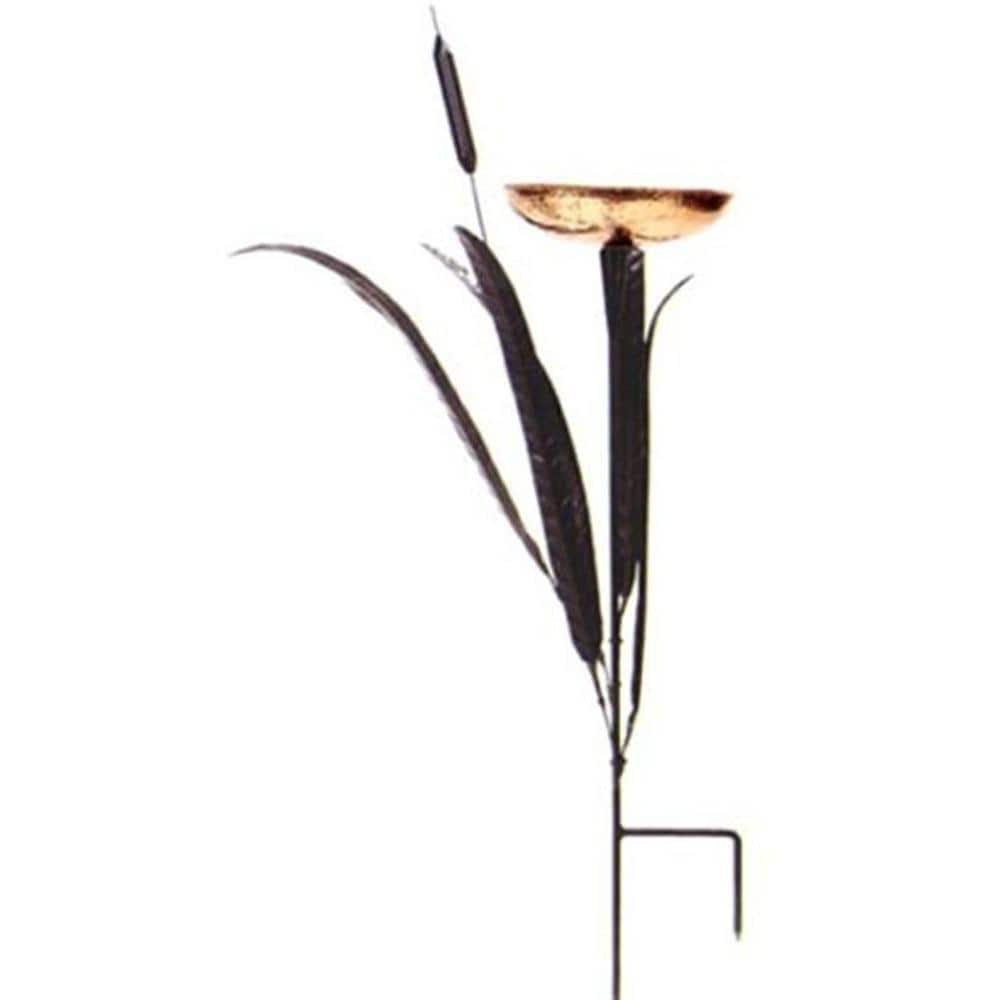 Achla Designs 50 in. Tall Copper Single Cattail Birdbath with 1 Bowl and Stake CTBB-02