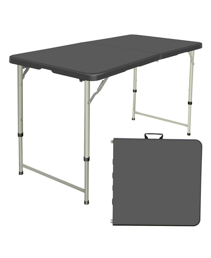 SUGIFT 4 Foot Folding Table Black Indoor Outdoor Folding Card Table