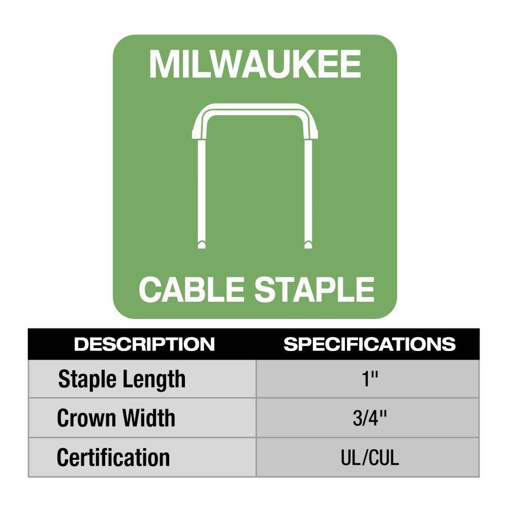 MW 1 in. Insulated Cable Staples for M12 Cable Stapler 600 per Box (2-Pack) MNM1-600X2