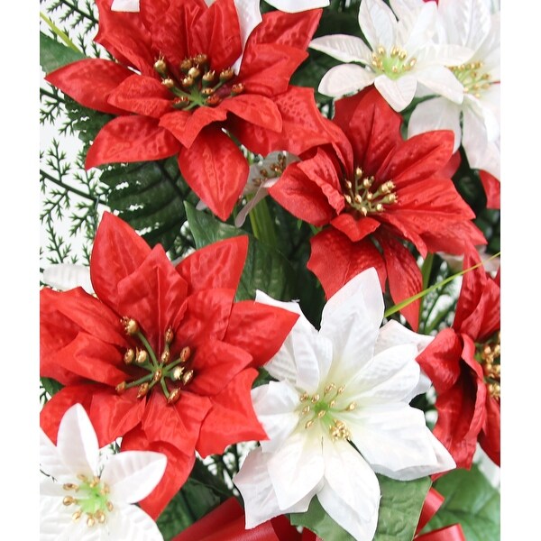 Memorial Christmas Poinsettia Cemetery Vase