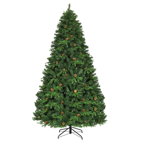 Gymax PreLit 8' Premium Spruce Artificial Christmas Tree Hinged 660