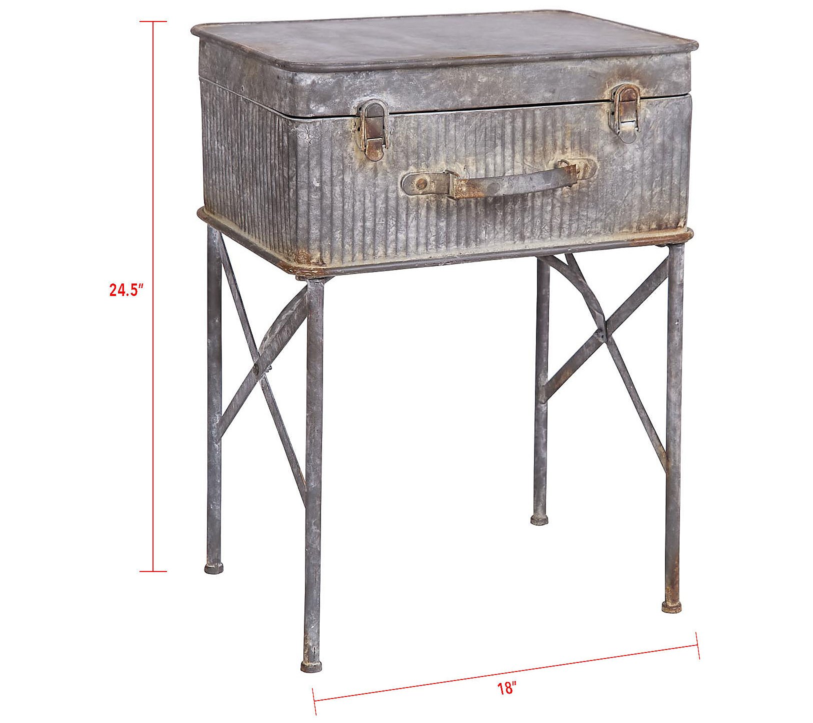 Foreside Home and Garden Distressed Metal Suitcase Side Table