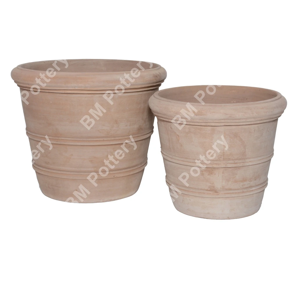 Set of 2 chocolate  terracotta pots factory in Vietnam best quality for garden decorative made by terracotta material