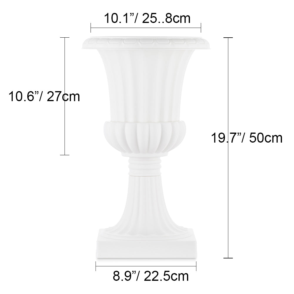 Nuptio 19.7 Inch Urn Planter White Plastic Plant Pot for Spring Decor Set of 2