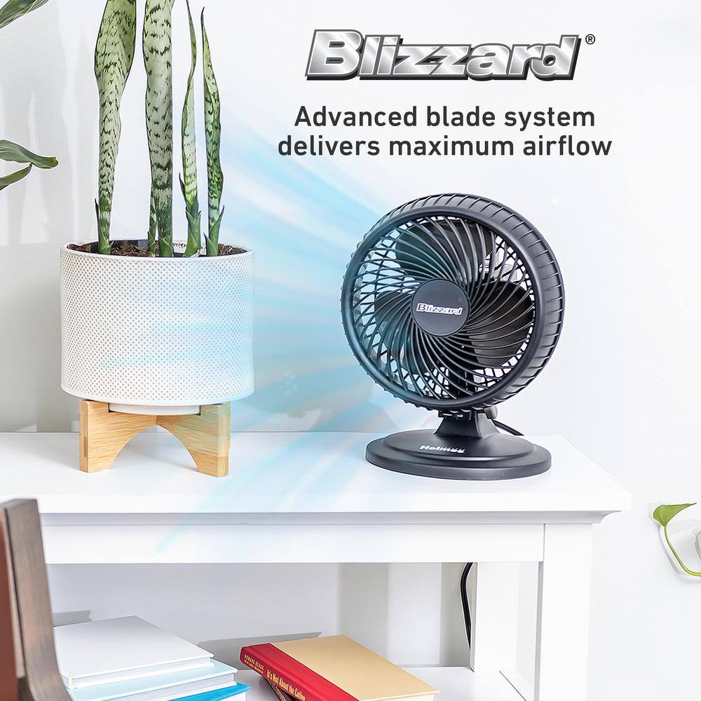 Holmes Blizzard 7 in. 2 Speed Oscillation Desk Fan Black with Adjustable Head Tilt 17039