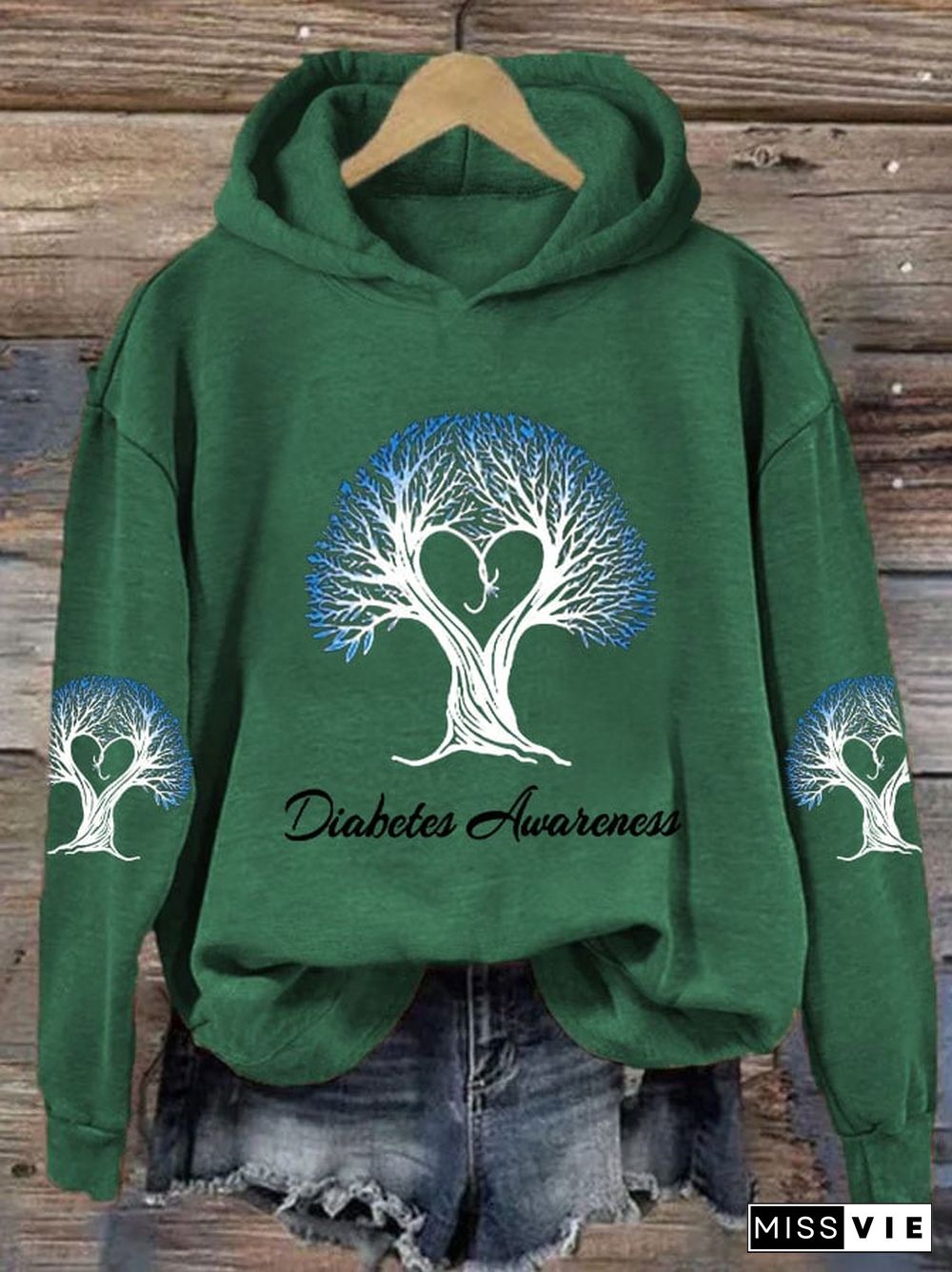 Women's Diabetes Awareness Print Hoodie