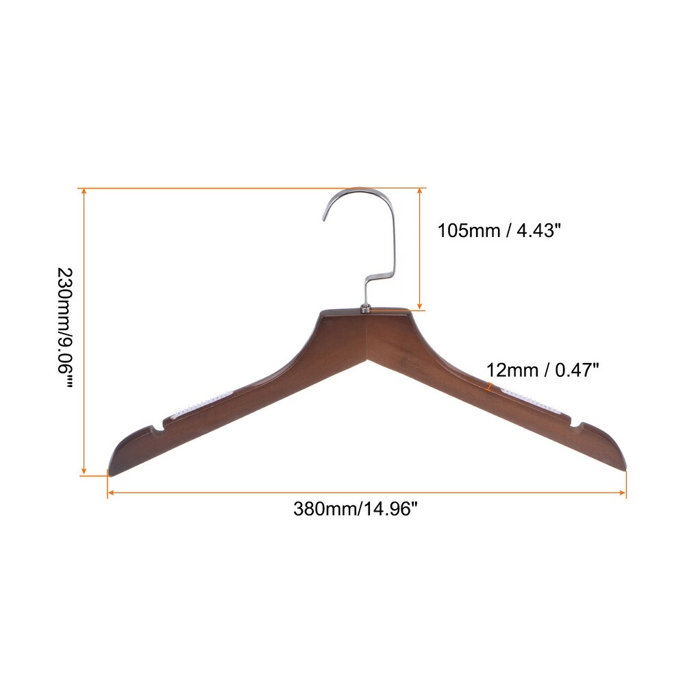 5pcs Non Slip Retro Wooden Clothes Coat Hangers with Soft Stripes