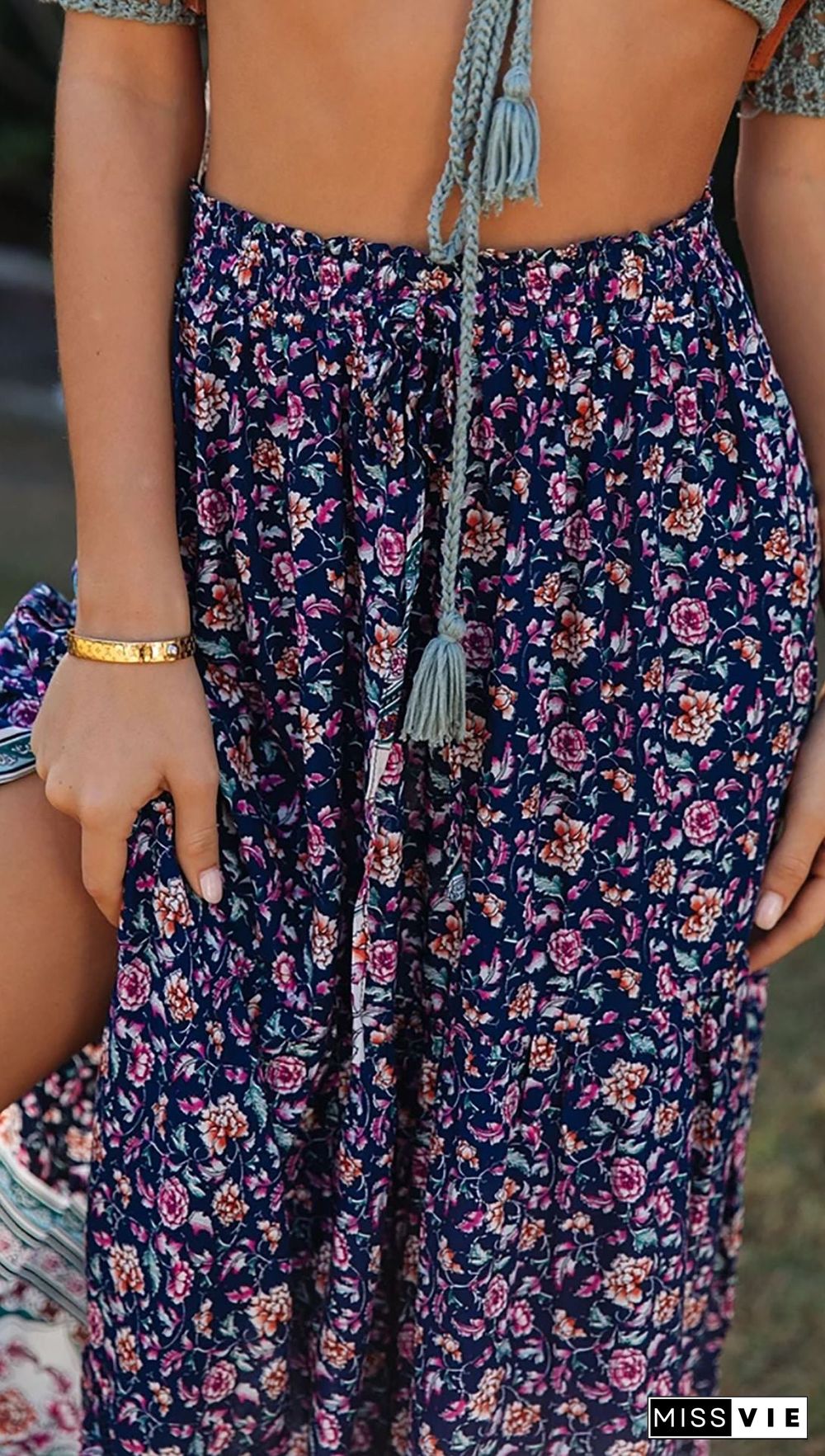 Floral Boho Casual Maxi Skirt