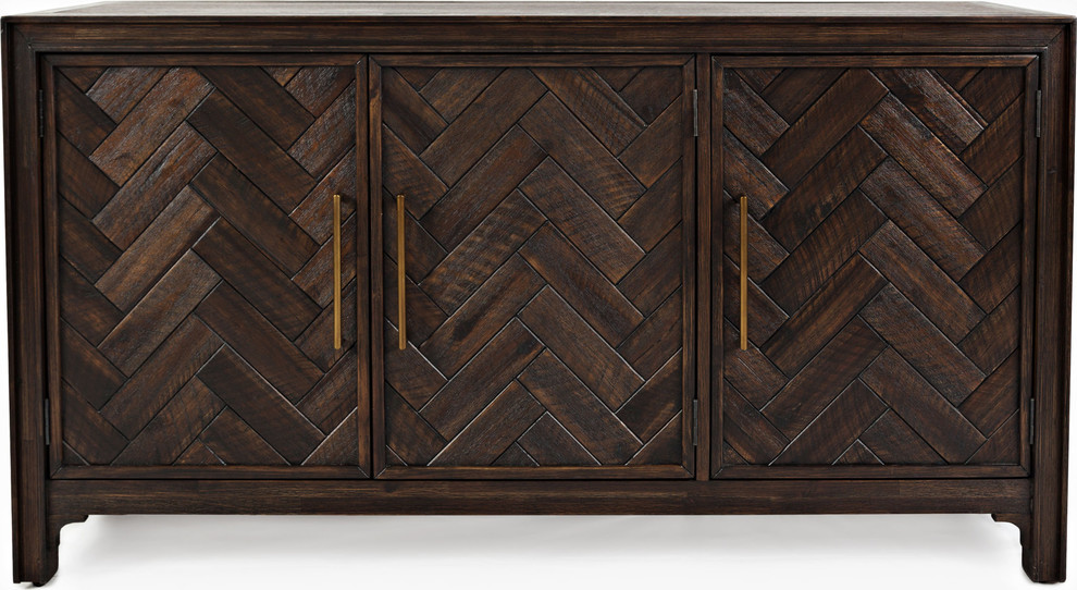 Gramercy Dark Chevron 3 Door Accent Cabinet   Rustic   Accent Chests And Cabinets   by Kolibri Decor  Houzz