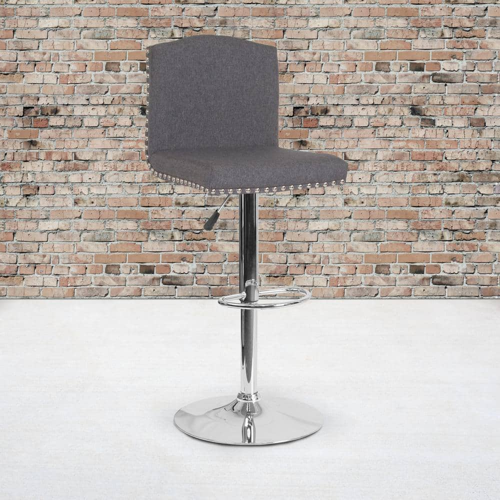 Carnegy Avenue 32.5 in. Adjustable Height Gray Leather Bar Stool CGA-DS-231711-GR-HD