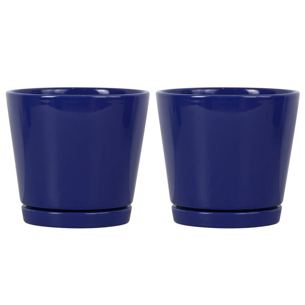 Trendspot 6 in. Blue Knack Ceramic Decorative Pot (Pack of 2) ECR01721S-06M2