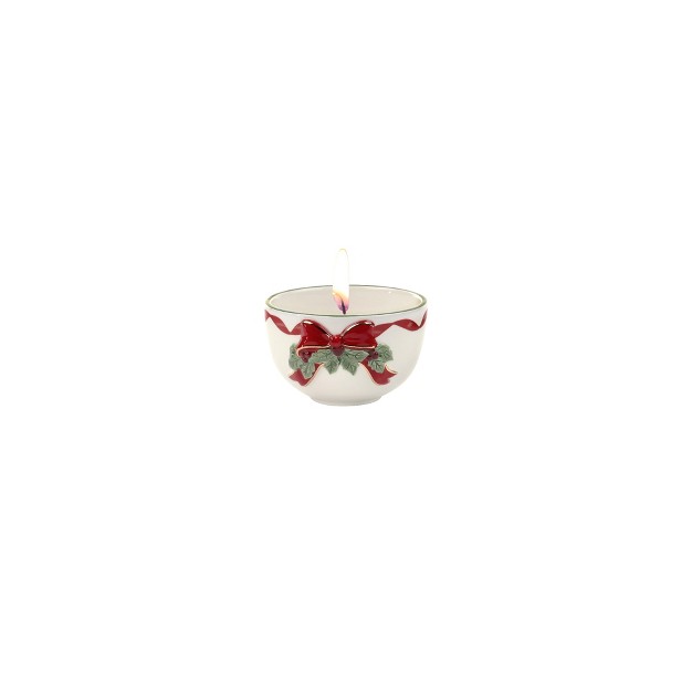 Spode Christmas Tree Tea Light Made Of Fine Earthenware Gold Ribbons