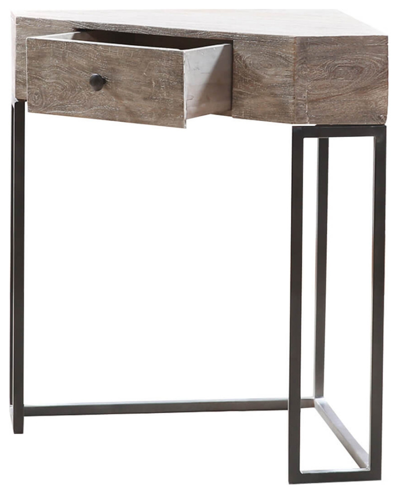 Solid Wood Contemporary Console Table With Industrial base   Industrial   Console Tables   by Sierra Living Concepts Inc  Houzz