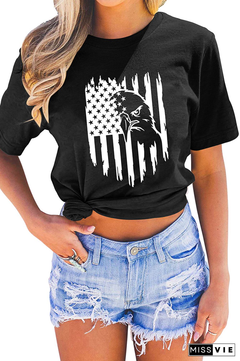 US Flag Print Graphic Tee