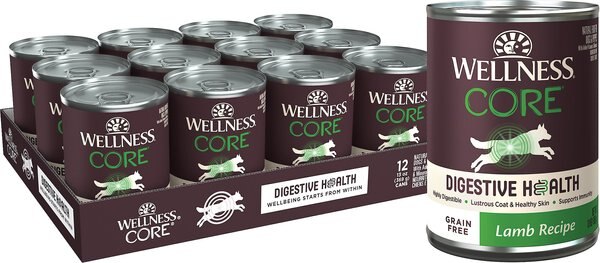 Wellness CORE Digestive Health Lamb Recipe Grain-Free Wet Dog Food， 13-oz， case of 12