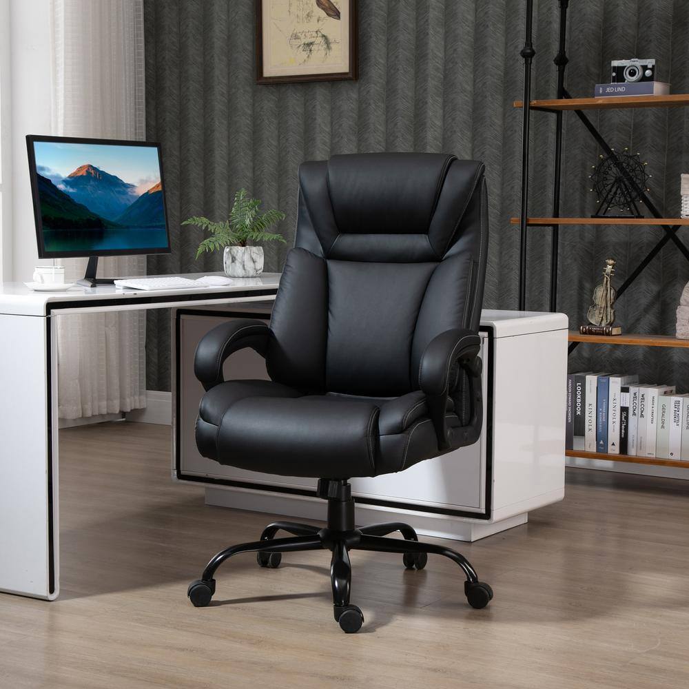 Vinsetto Black Big and Tall Executive Office Chair 400 lbs. Computer Desk Chair with High Back PU Leather Ergonomic Upholstery 921-470BK