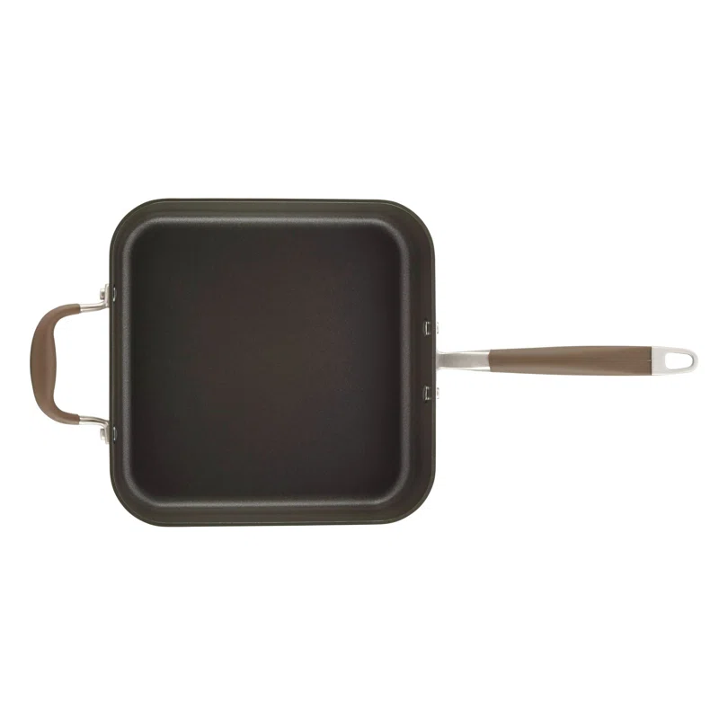 Anolon 83866 Advanced Hard Anodized Nonstick Saute Square Fry Pan with Helper Handle， 4 Quart， Bronze Brown