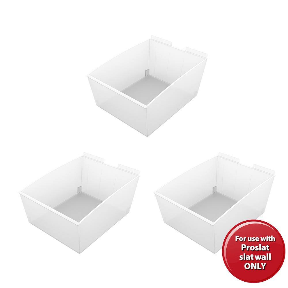 Proslat Probin Slatwall Large Clear Storage Bin (3-Pack) 03230