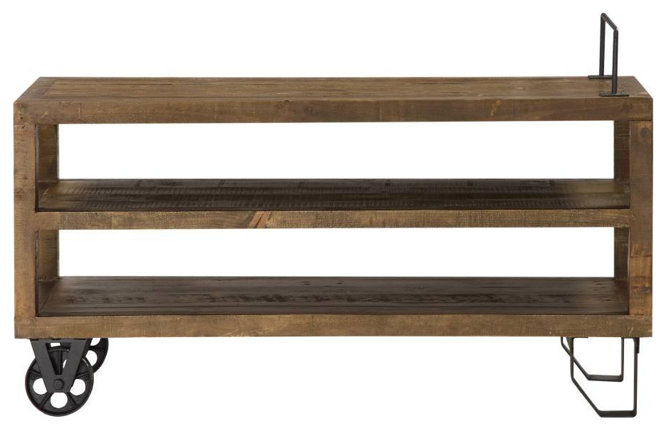 Crafters and Weavers Harding Reclaimed Wood Industrial Cart Console Table   Industrial   Console Tables   by Crafters and Weavers  Houzz