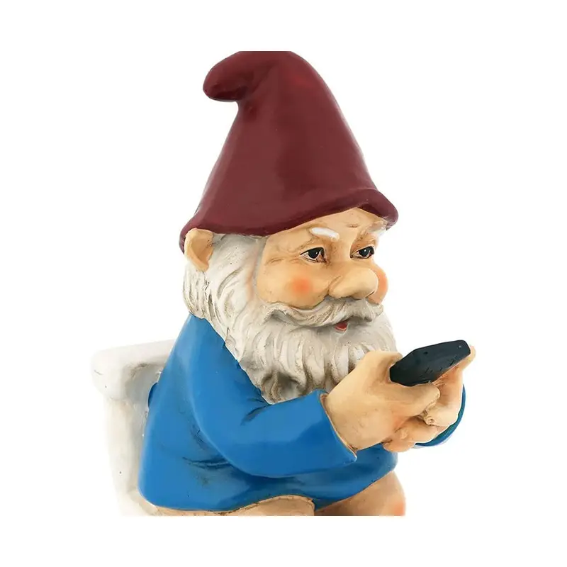 Factory Supply Customized Funny The Garden Gnome on The Throne Reading Phone For Outdoor Lawn Decoration