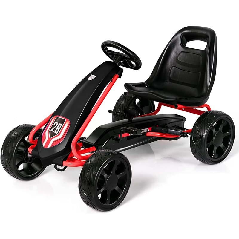 4 Big Wheels Racer Pedal Go Kart for Kids Pedal Powered Ride on Toy Car With Clutch & Safe Handbrake