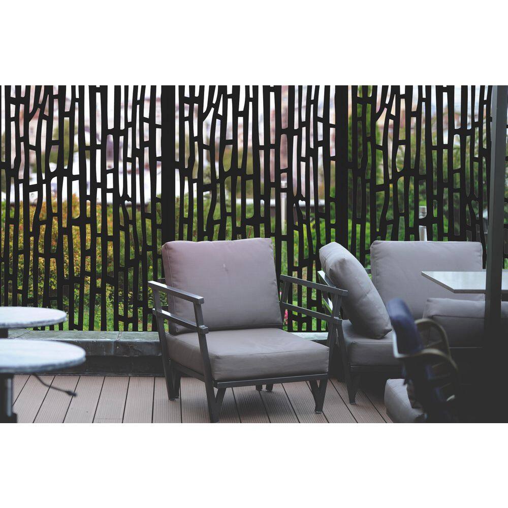 DESIGN VU Bali 6 ft. x 3 ft. Charcoal Recycled Polymer Decorative Screen Panel Wall Decor and Privacy Panel DVU3602C