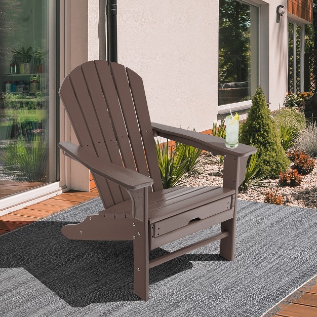 Costway Outdoor Patio Hdpe Deck Adirondack Chair Beach Seat Retractable Ottoman White black coffee grey turquoise